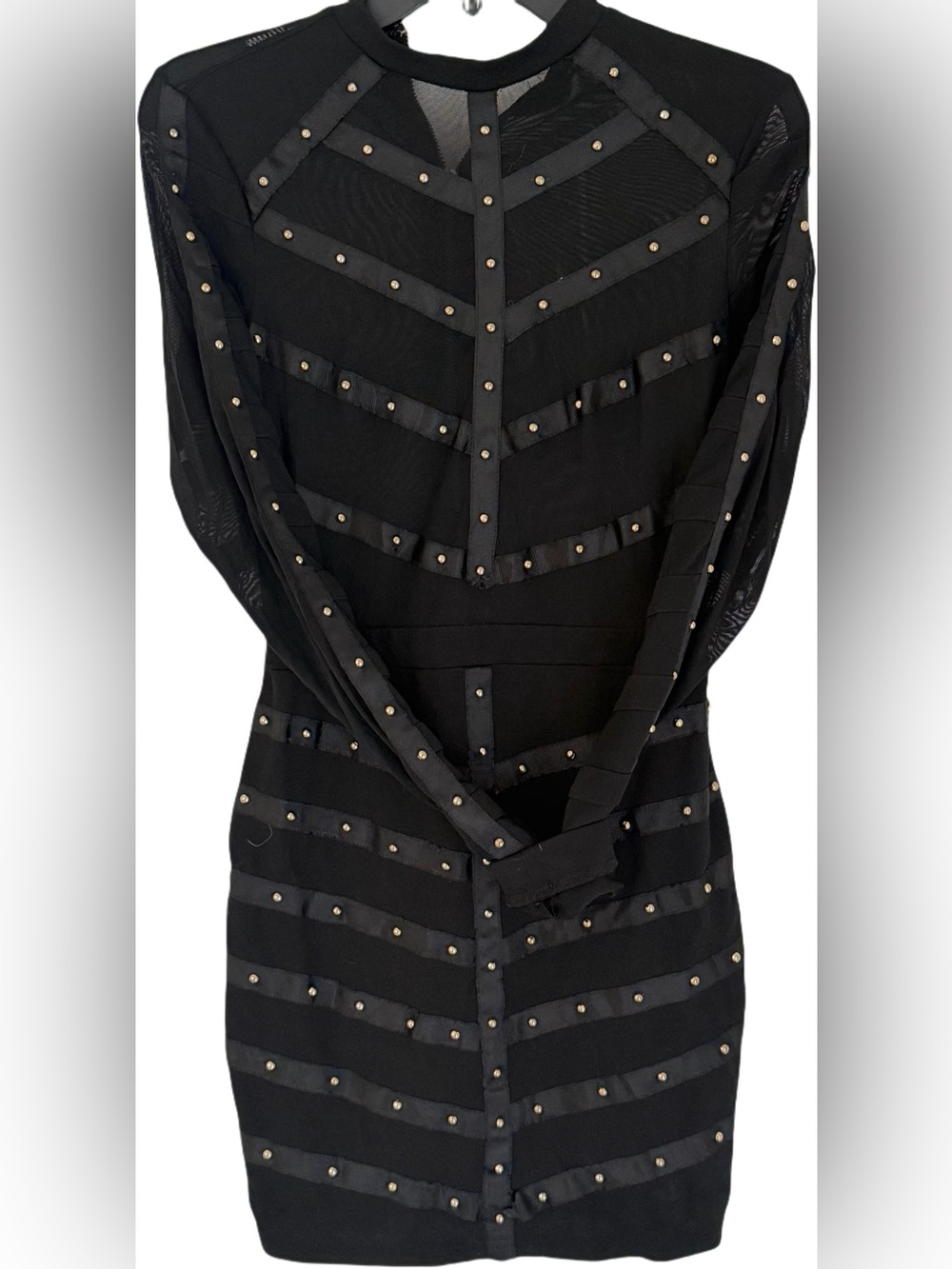 Black Long-Sleeve Mini Dress with Front Zip